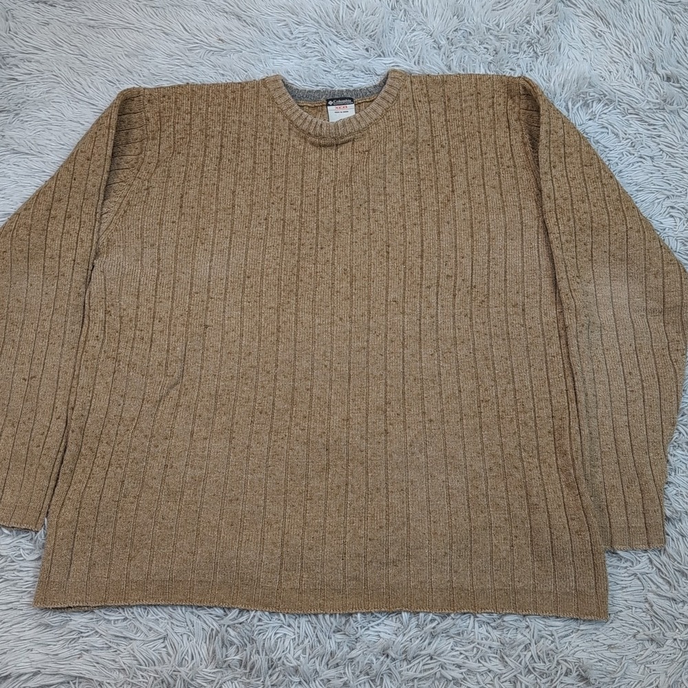 Columbia Sweater‎ Mens L Brown Wool Blend Preppy Comfort Casual